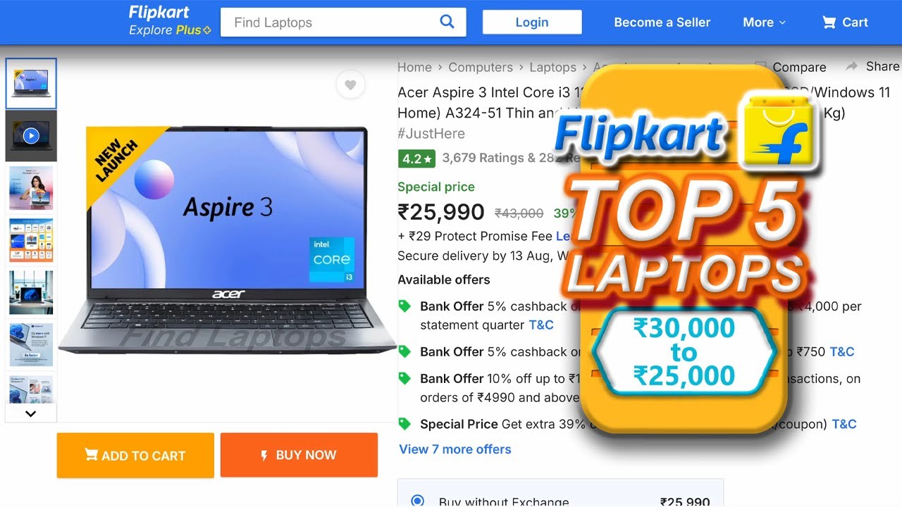 codeurselftech's tweet card. ⚡Flipkart⚡ Best laptops under 25000 to 30000 for students, professi...