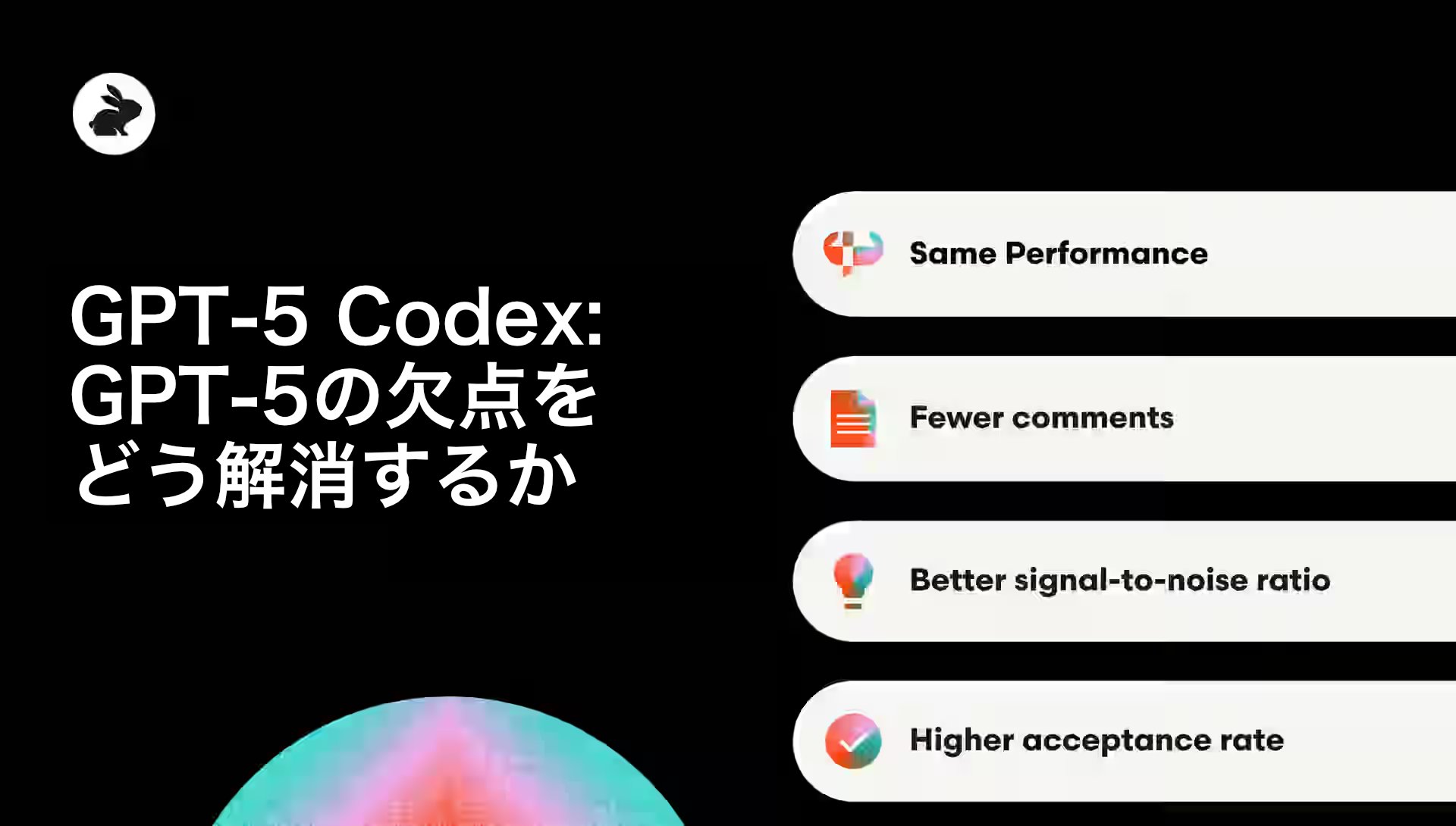 Coderabbitaija's tweet card. GPT-5 Codex: How it solves for GPT-5's drawbacksの意訳です。 CodeRabbitのコードレビューは、開発者がバグを修正しコードをデリバリーするのを支援します。私たちは最近、GPT-5のベンチマークについて記事を書き、AIコードレビューという私たちのユースケースにおいて、このモデルが推論面で世代的な飛躍を遂げているという見解を述べました。より広...
