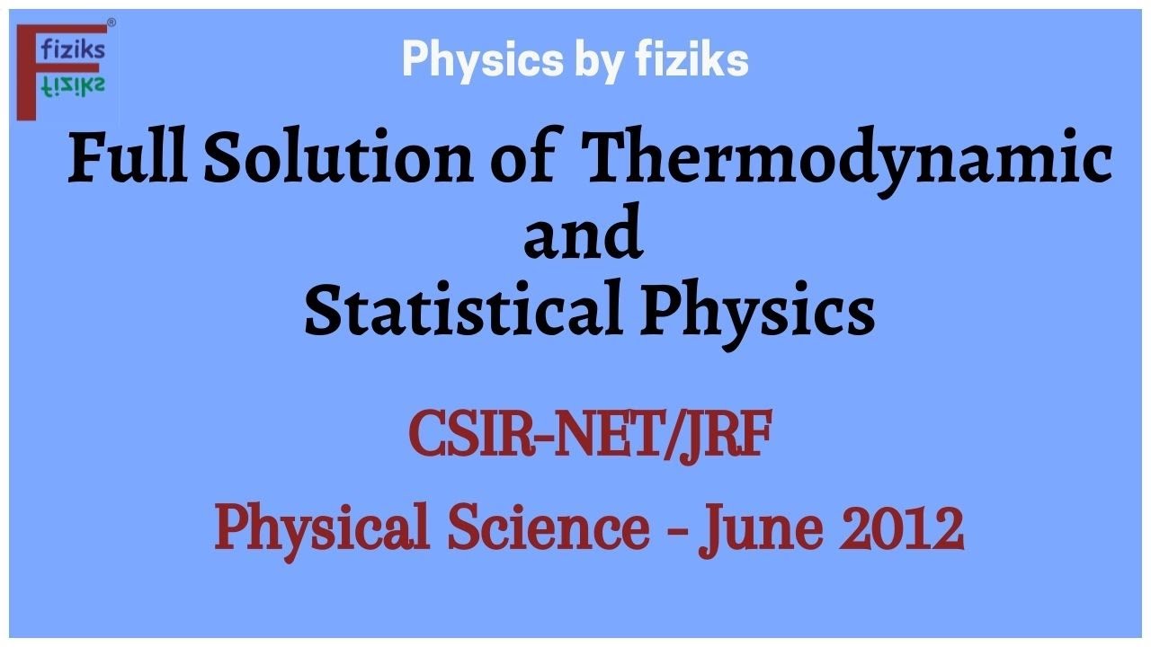 AVSfiziks's tweet card. CSIR-NET/JRF Physical Science June 2012 Full Solution of Thermodyna...