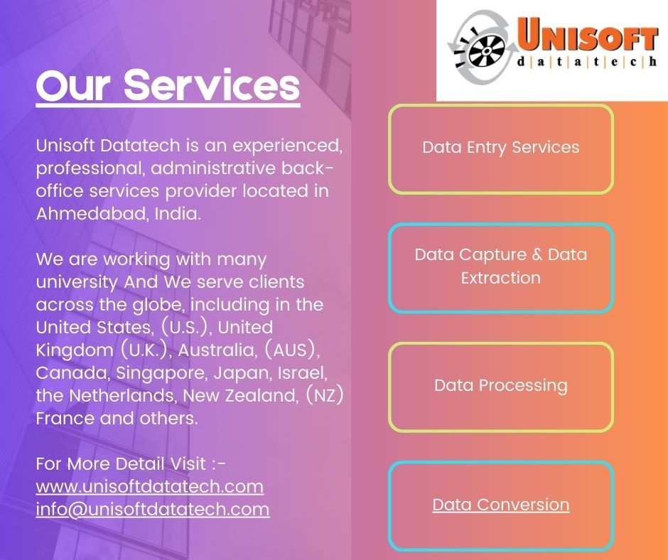 unisoftdatat's tweet card. We are the preeminent supplier of outsourcing and offshore back office services including offline and online Data Entry, Data Capture, Data Processing, Data Conversion, Image Scanning, OCR and...