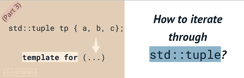 meetingcpp's tweet card. In part 1 of this mini-series, we looked at the basics of iterating over a std::tuple using index_sequence and fold expressions. In part 2, we simplified things with std::apply and even created...