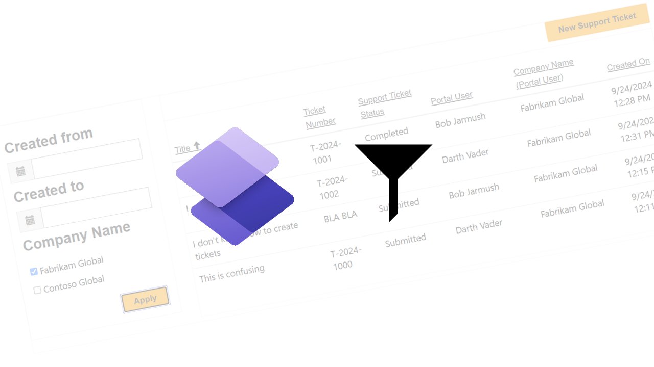 inogic's tweet card. Using Power Pages lists FetchXML filters with Link-Entity and custom JavaScript to filter by related entity values.