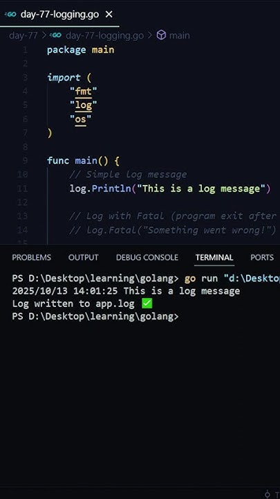 tigerxinsights's tweet card. Logging in GoLang 😎 | Day 77 of 90 Days Challenge 💻