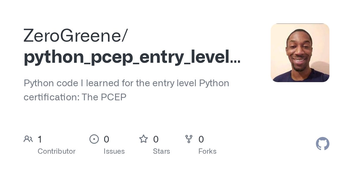 WallyOwi30's tweet card. Python code I learned for the entry level Python certification: The PCEP - ZeroGreene/python_pcep_entry_level_scripts