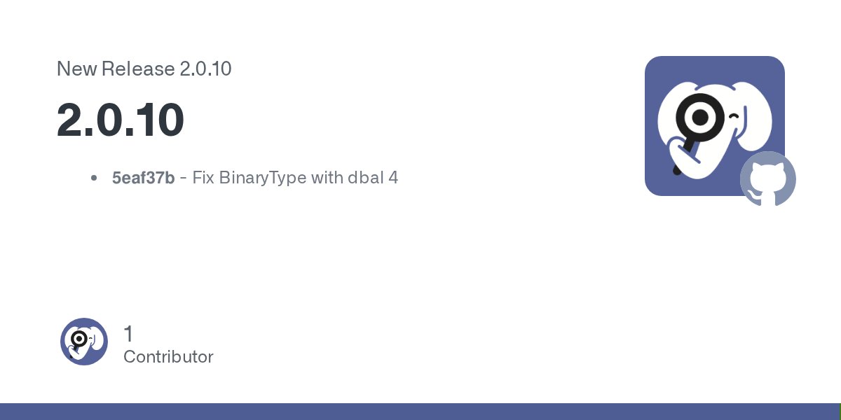 phpstan's tweet card. 5eaf37b - Fix BinaryType with dbal 4