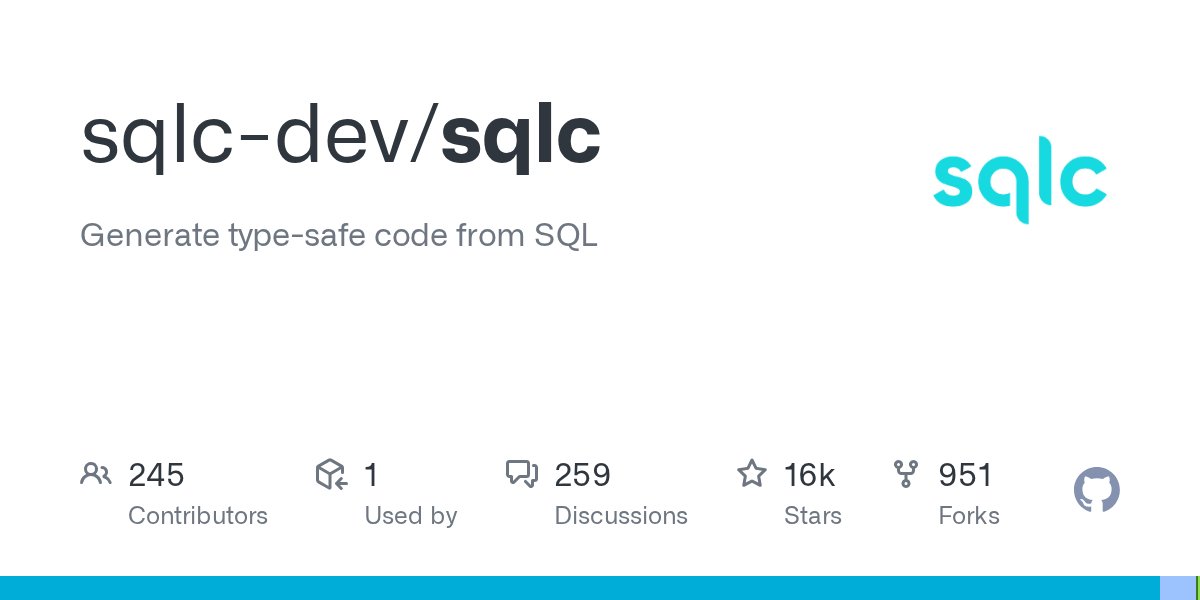 CodeTrendr's tweet card. Generate type-safe code from SQL. Contribute to sqlc-dev/sqlc development by creating an account on GitHub.