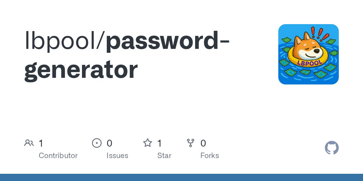 LBPool_xyz's tweet card. Contribute to lbpool/password-generator development by creating an account on GitHub.