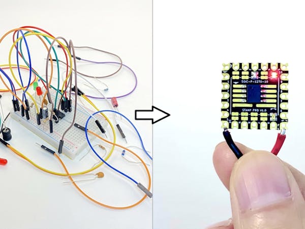 sciotronics's tweet card. Designed to sit somewhere between breadboarding and custom PCB design, Stamps are more than simple breakout boards.