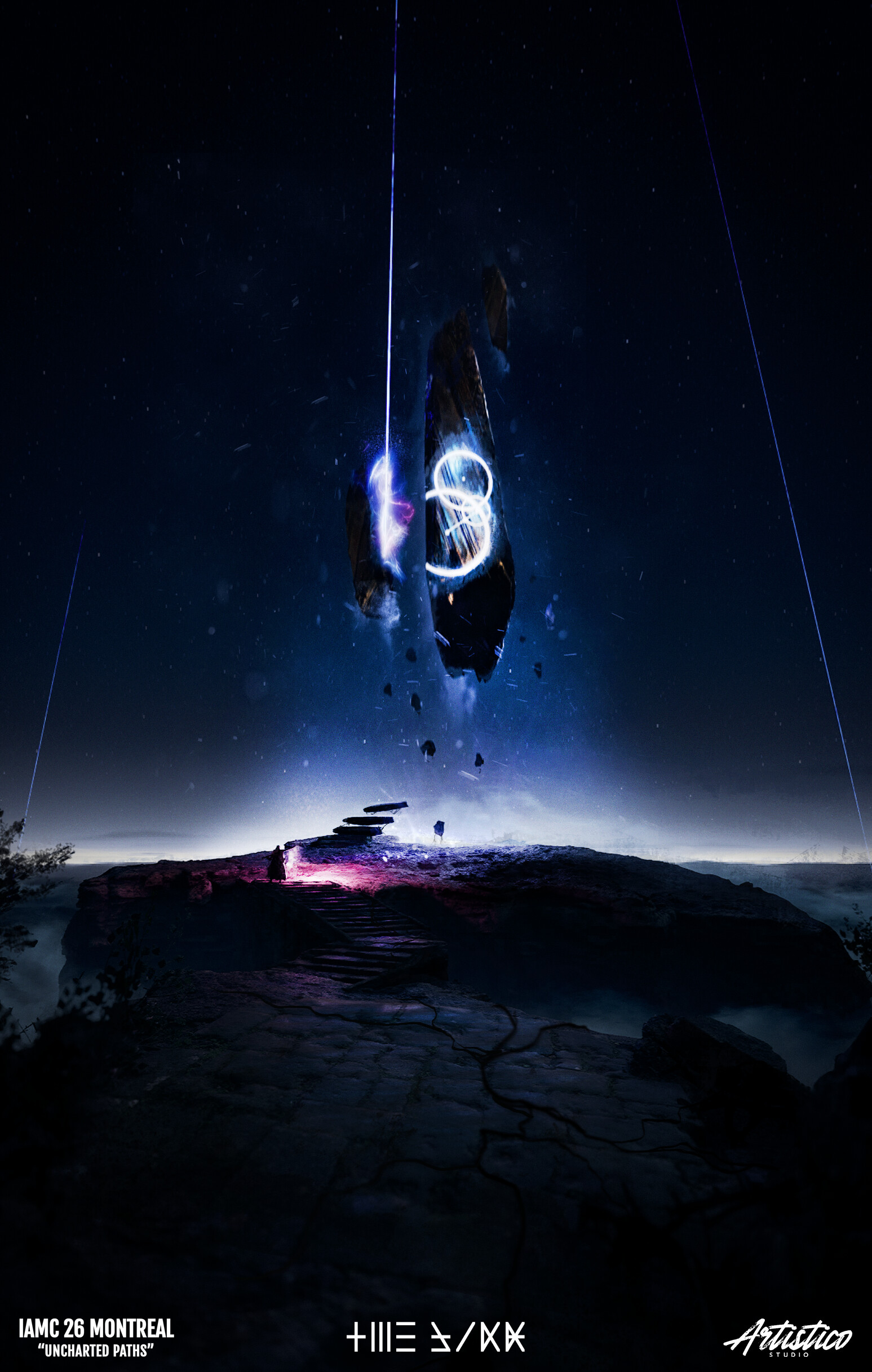 VictorSantosArt's tweet card. "The keepers stopped coming once I set foot in this place... the device started humming and now this structure has elevated from the ground almost as it has awaken a network of these sites all over...