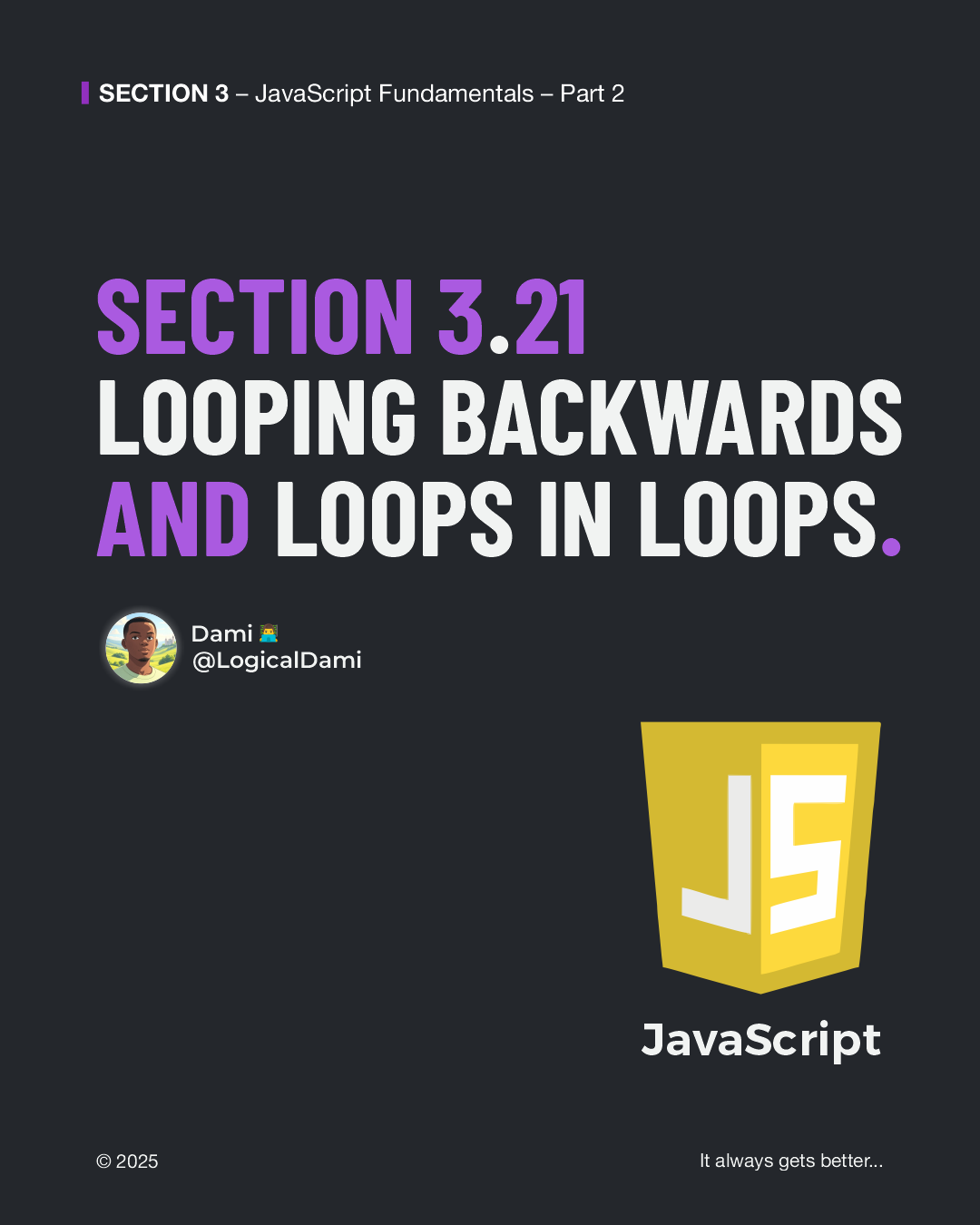 LogicalDami's tweet card. Learning JavaScript