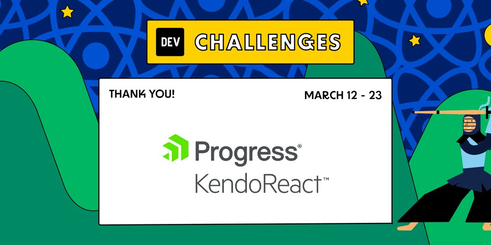 ThePracticalDev's tweet card. The results are in! We're thrilled to announce the winners of the KendoReact Free Components...
