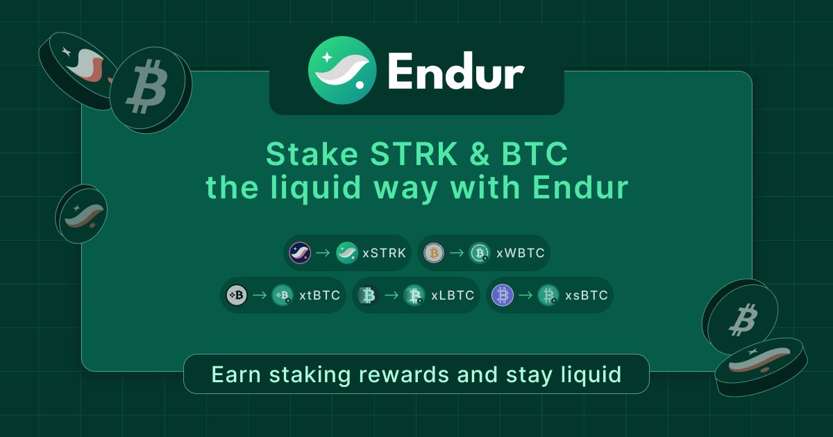 cpluspoon2's tweet card. Stake STRK with Endur and receive xSTRK - the liquid staking token on Starknet. Earn rewards while accessing DeFi with instant liquidity, higher rewards and faster unstaking