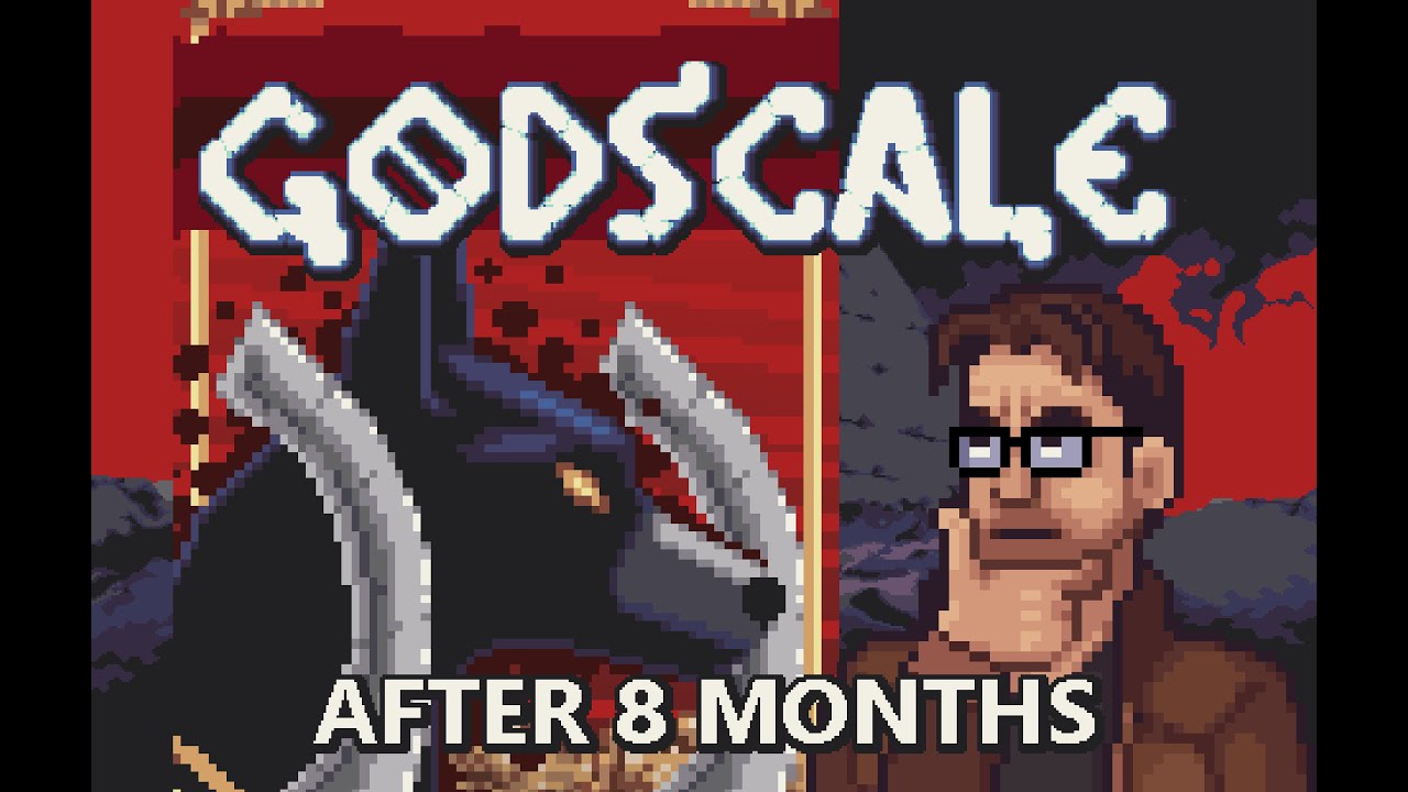 pixelcrowngames's tweet card. GODSCALE: The 8 month Journey of an Indie Game