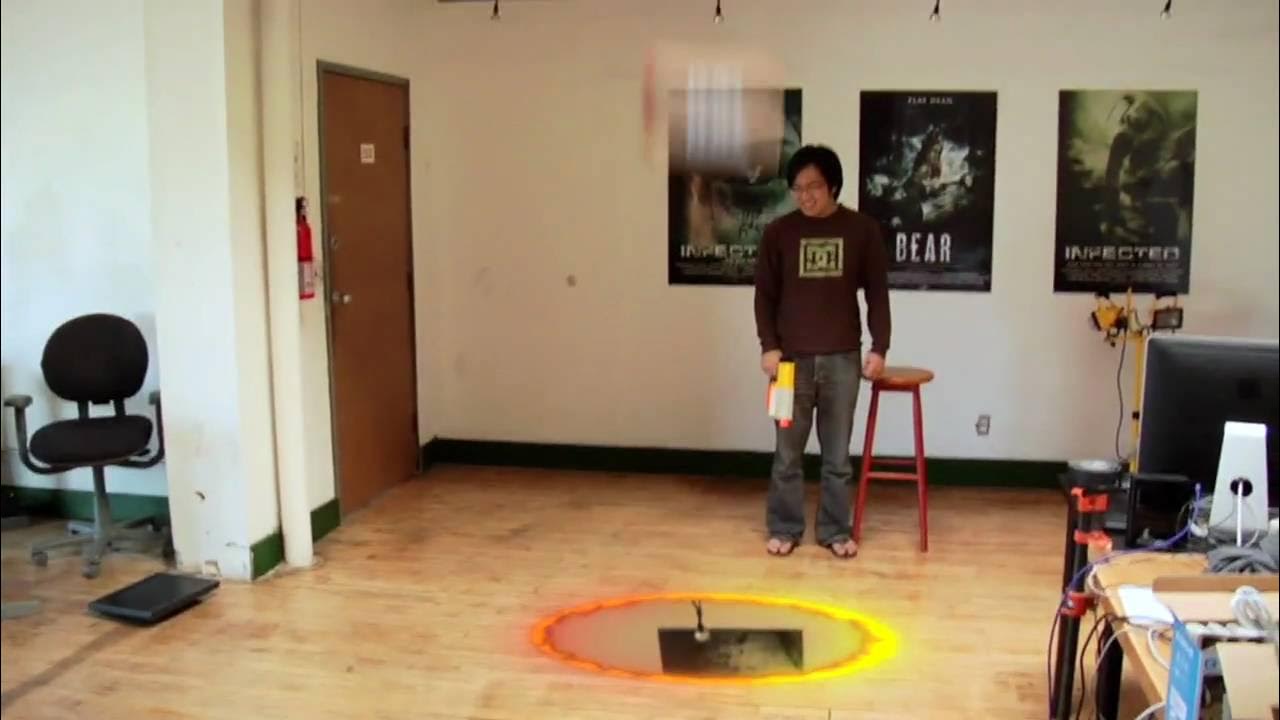randomcode9's tweet card. Real Life Portal Gun