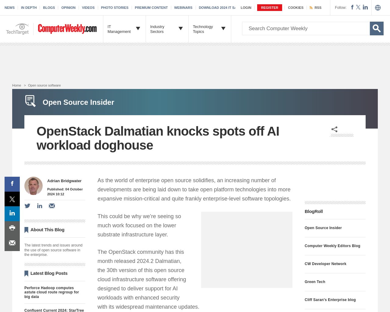 managetech_inc's tweet card. 要約： OpenStackコミュニティは2024.2 Dalmatianをリリースし、AIワークロードのサポー