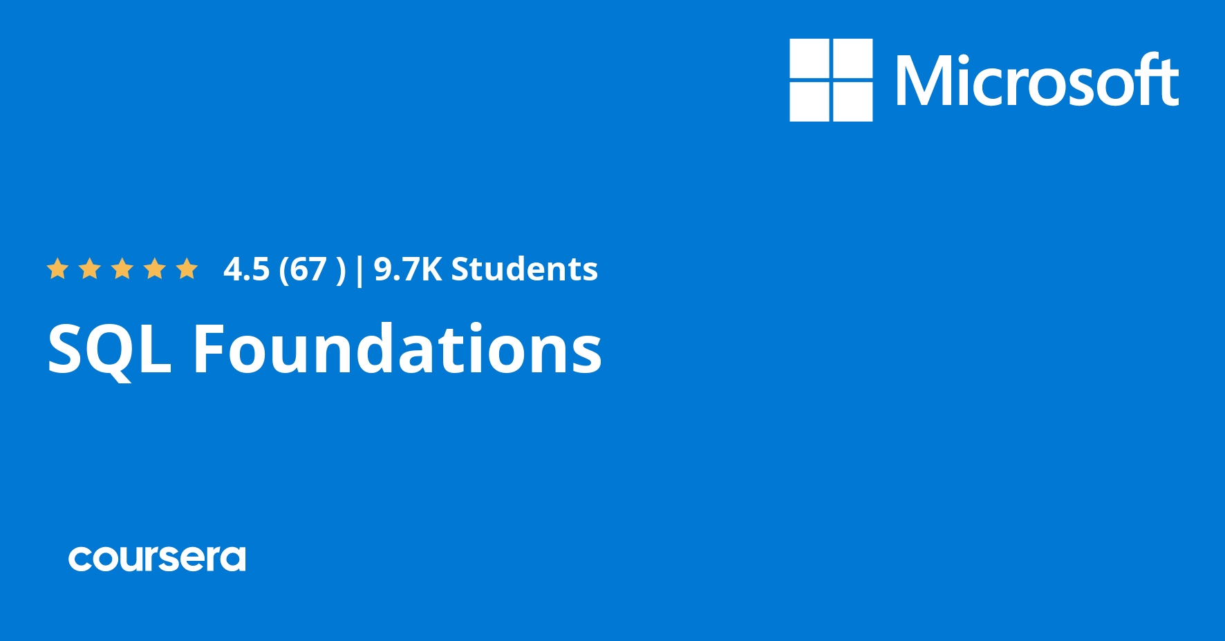machinelearnflx's tweet card. Offered by Microsoft. Learn the fundamentals of SQL with ... Enroll for free.