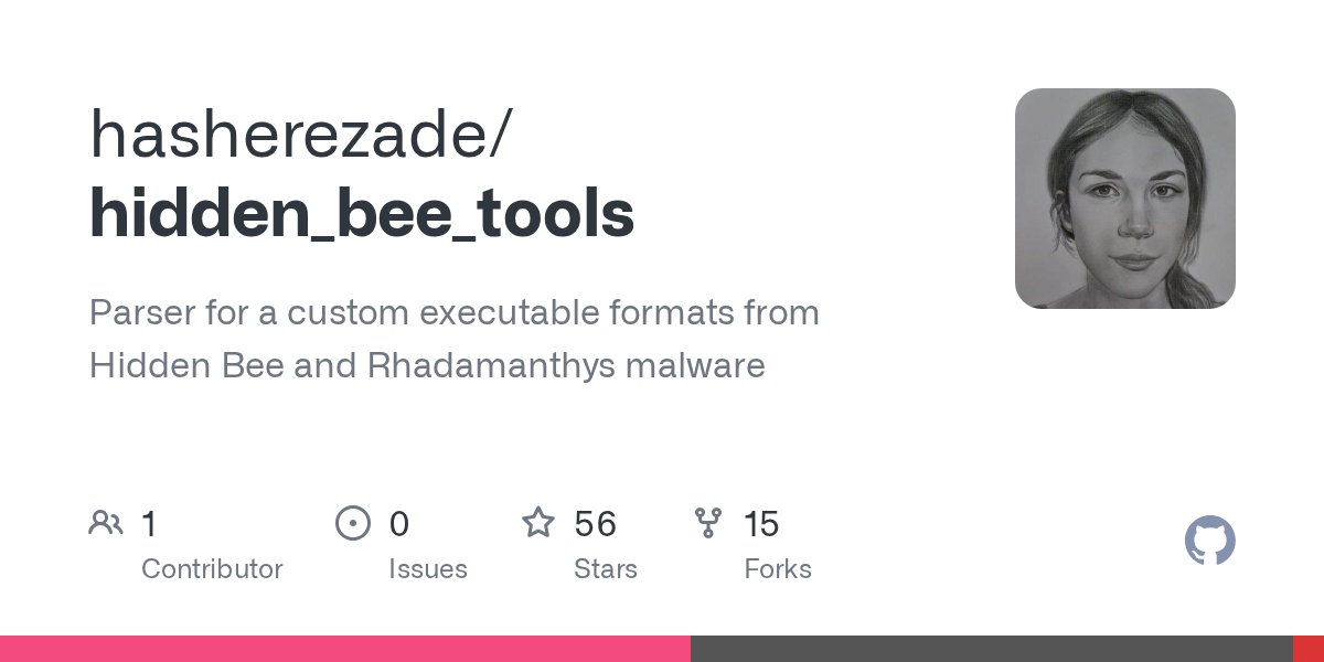hasherezade's tweet card. Parser for a custom executable formats from Hidden Bee and Rhadamanthys malware - hasherezade/hidden_bee_tools