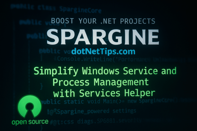 realDotNetDave's tweet card. The Spargine Services type simplifies Windows service management in .NET applications, allowing developers to efficiently load, start, stop, and check service statuses without complex API interacti…