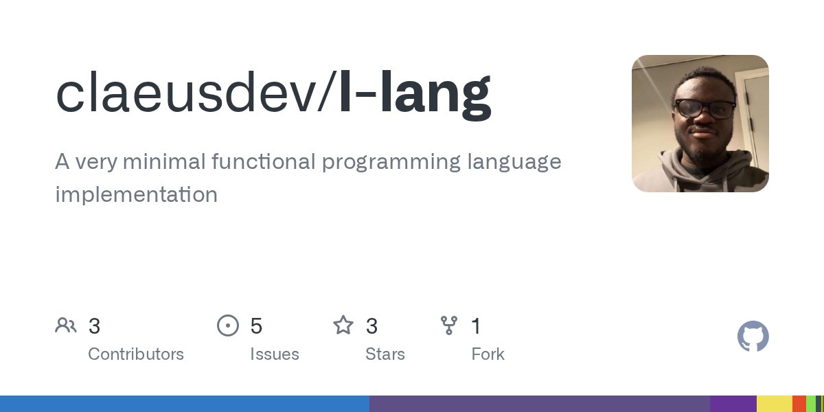 nmanu__'s tweet card. A very minimal functional programming language implementation - claeusdev/l-lang