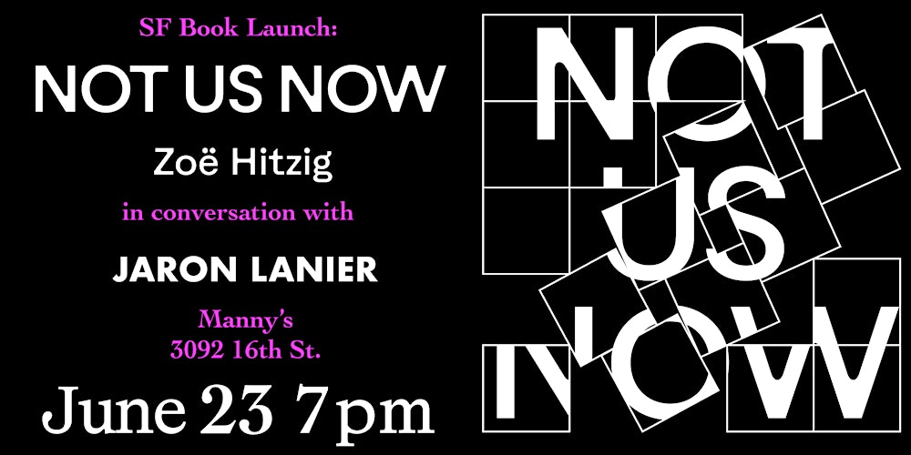 PluralityInst's tweet card. An evening of verse and conversation with Zoë Hitzig and Jaron Lanier to celebrate the launch of Hitzig's new collection of poems