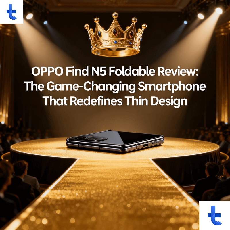 TechinDeep's tweet card. Discover why the OPPO Find N5 foldable smartphone sets new standards with its 8.93mm thickness, 5600mAh battery, and Hasselblad cameras in our comprehensive review.
