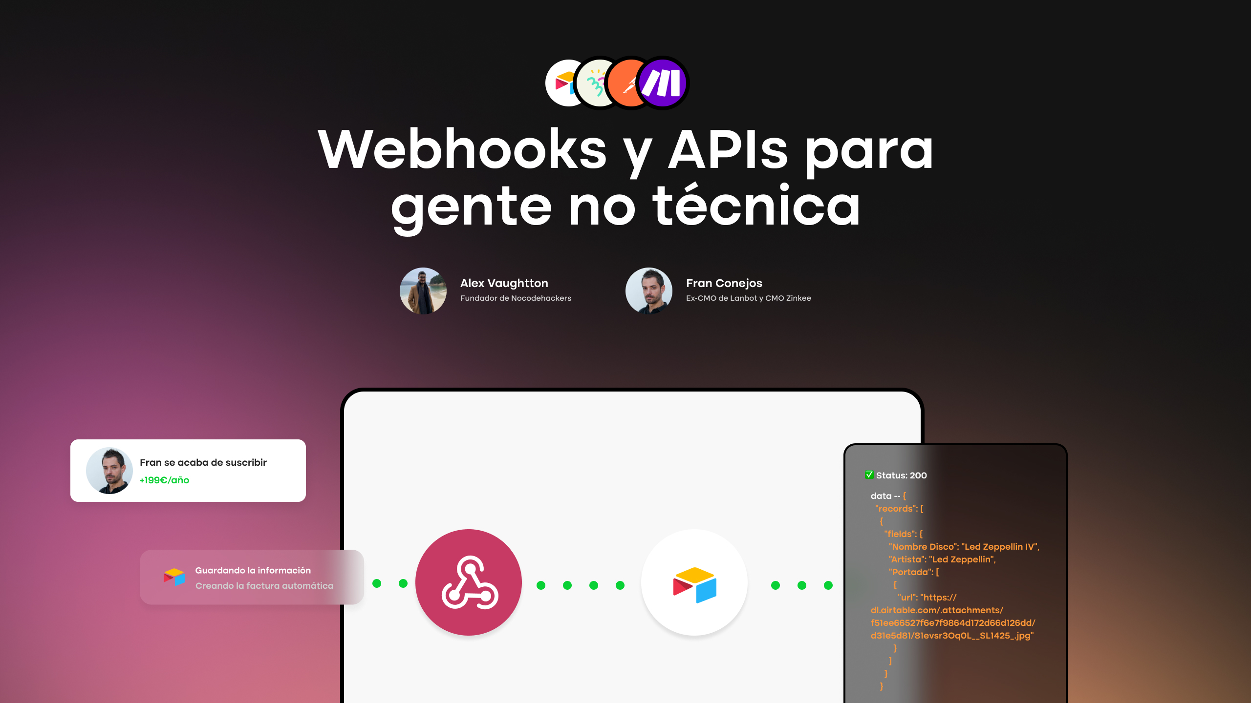 nibecs's tweet card. Si escuchas hablar de API y Webhooks y te suena a chino, este es el curso perfecto para ti. Aprende a usarlos y dominarlos para elevar tus habilidades como maker.