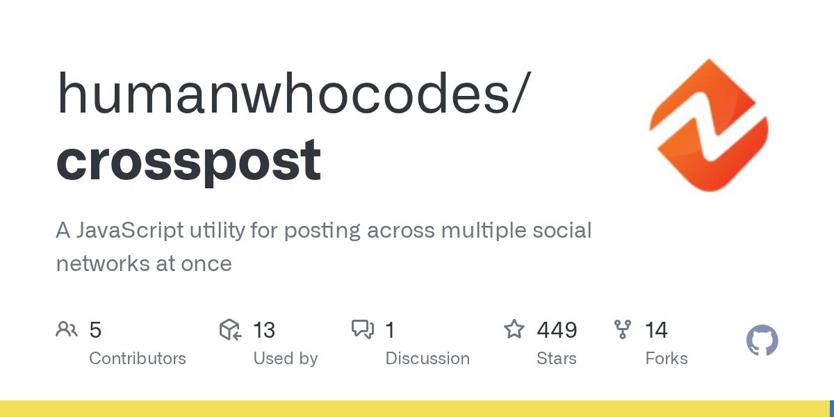 devwithzachary's tweet card. A JavaScript utility for posting across multiple social networks at once - humanwhocodes/crosspost