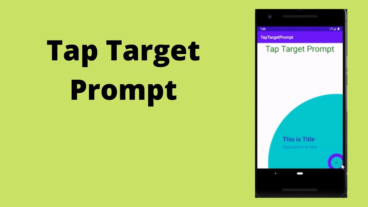AndroidLearnin1's tweet card. Tap Target Prompt In Android | Java | Android Studio Tutorial - Quick...