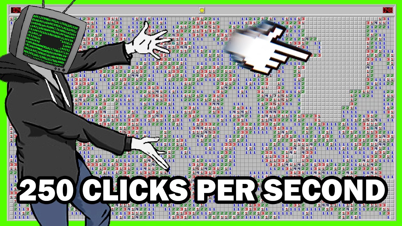 justthinkit's tweet card. Using A.I. to DESTROY Minesweeper