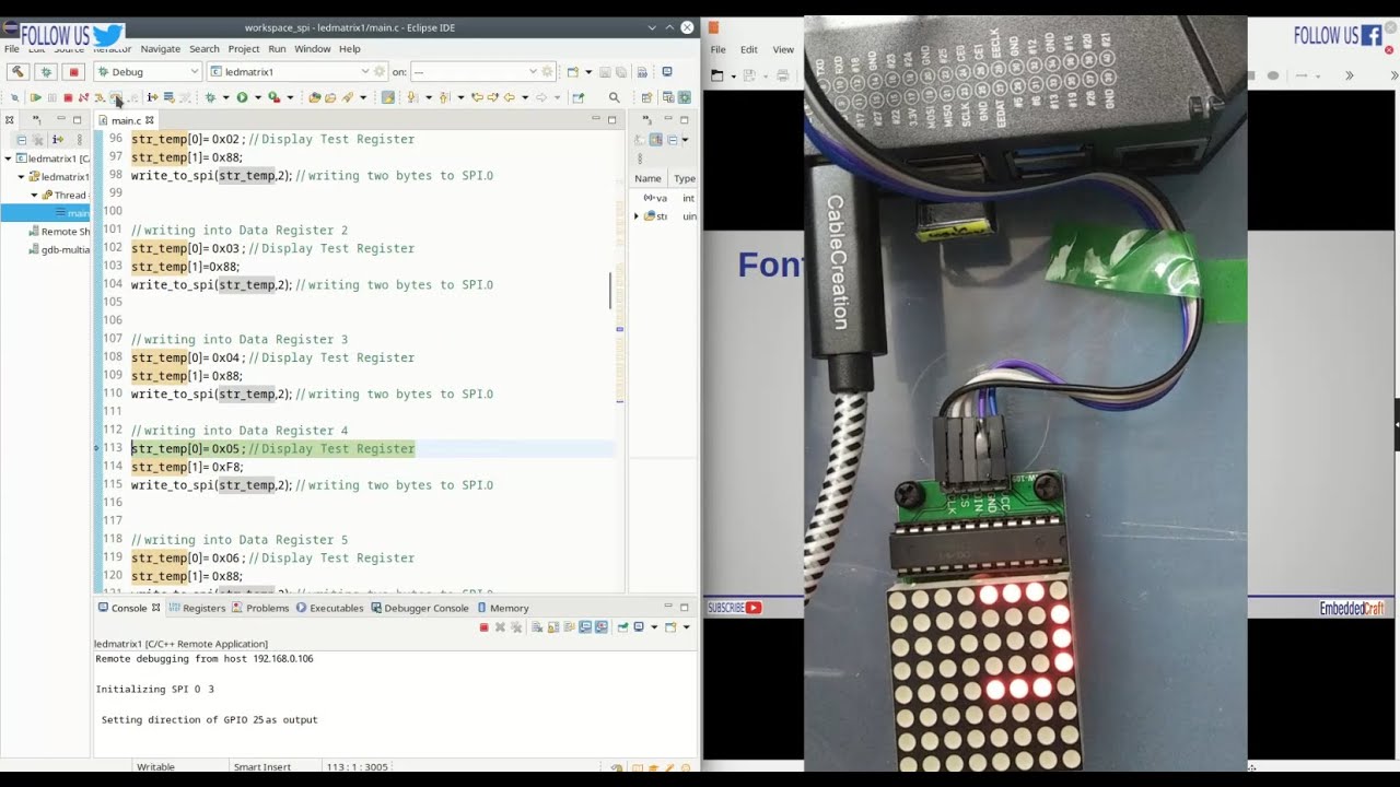 embeddedcraft's tweet card. Using SPI in Embedded Linux Part 3: Code Explanation, LED Matrix...