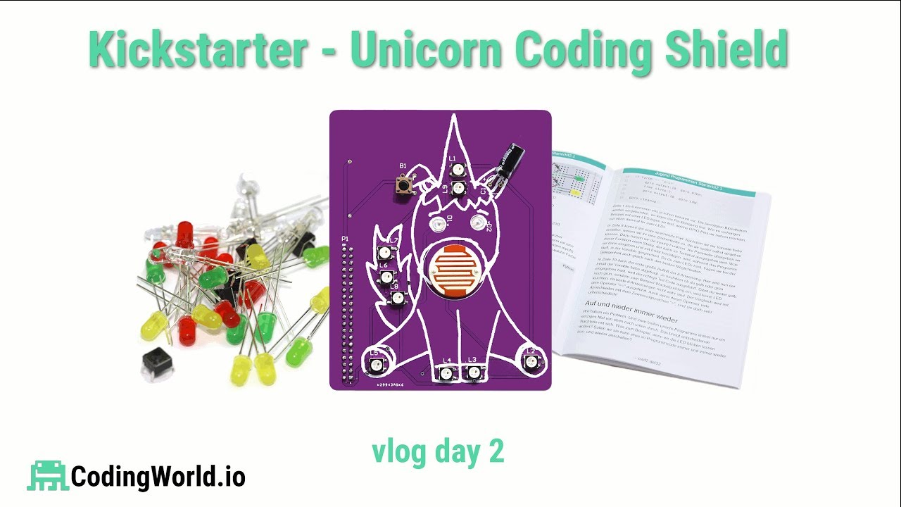 codingworlden's tweet card. Coding Unicorn Shield Kickstarter Day 2 - The first 24 hours
