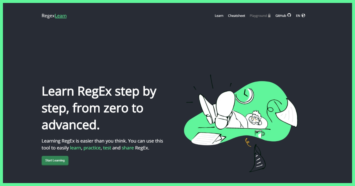 MickaelZerroug1's tweet card. Apprenez Regex de manière interactive, entraînez-vous à votre niveau, testez et partagez vos propres Regex.