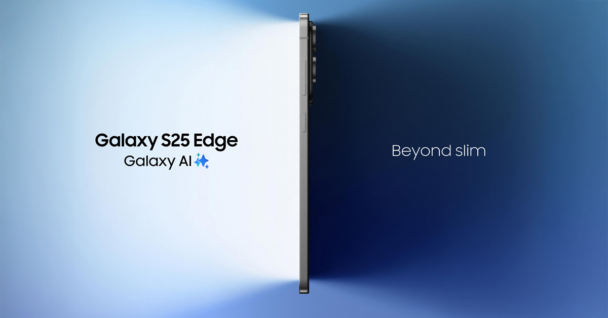 TechmoBlog's tweet card. เปิดตัว Samsung Galaxy S25 Edge เรือธงดีไซน์บางเฉียบเพียง 5.8 มม. พร้อมสเปกจัดเต็ม กล้อง 200MP พร้อม RAM 12GB