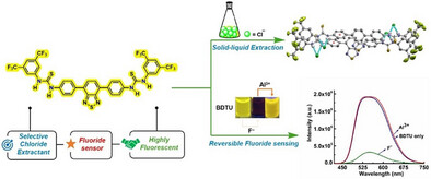 PGLab_IACS's tweet card. A highly fluorescent receptor, BDTU, featuring a photoresponsive benzothiadiazole unit and HB donor thiourea motif, displays anion selectivity toward Cl− over other halides and oxyanions, while a...