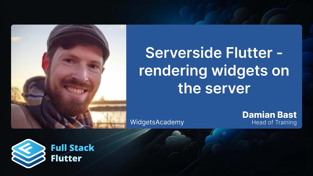 FSFlutterConf's tweet card. Damian Bast: Serverside Flutter - rendering widgets on the server