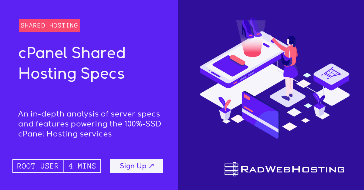 RadWebHosting's tweet card. This article provides an in-depth analysis of our cPanel Shared Hosting server specs and features powering the 100%-SSD cPanel Hosting services.