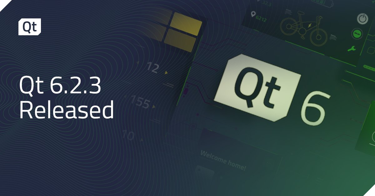 meetingcpp's tweet card. Qt 6.2.3 release available