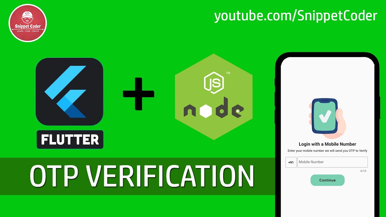 SnippetCoder's tweet card. Flutter OTP Login Using NodeJS API