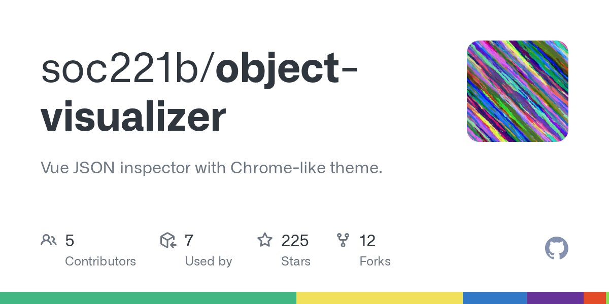 jsdotgit's tweet card. Vue JSON inspector with Chrome-like theme. Contribute to soc221b/object-visualizer development by creating an account on GitHub.
