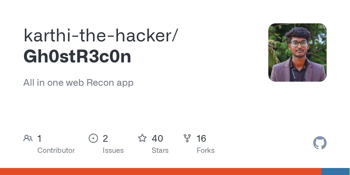 karthithehacker's tweet card. All in one web Recon app. Contribute to karthi-the-hacker/Gh0stR3c0n development by creating an account on GitHub.