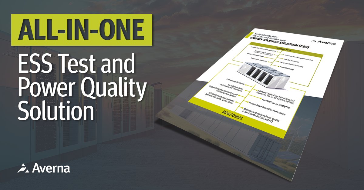 avernatech's tweet card. Leverage 25+ years of test expertise to streamline ESS validation, ensure compliance, and monitor performance with Averna’s all-in-one solution.
