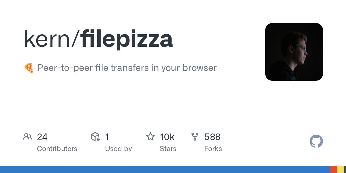 docdoku's tweet card. :pizza: Peer-to-peer file transfers in your browser - kern/filepizza
