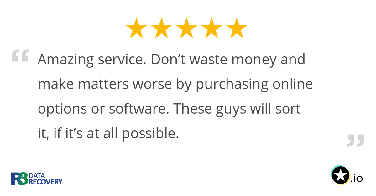 R3_datarecovery's tweet card. Amazing service. Don’t waste money and make matters worse by purchasing online options or software. These guys will sort it, if it’s at all possible. Wouldn’t...