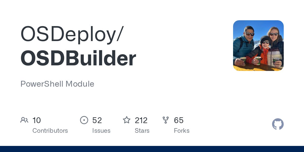 SeguraOSD's tweet card. PowerShell Module. Contribute to OSDeploy/OSDBuilder development by creating an account on GitHub.