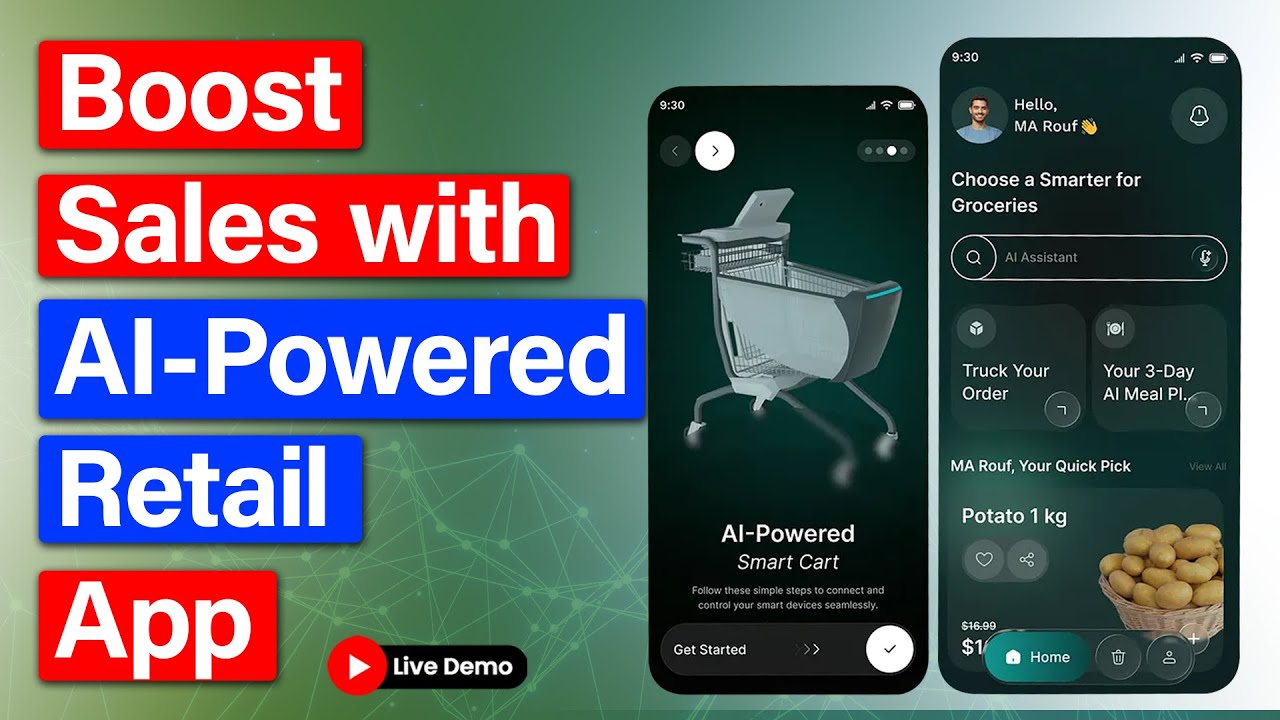 codebrewlab's tweet card. AI-Powered Retail App - 5 Features to Make Your Retail App Future-R...