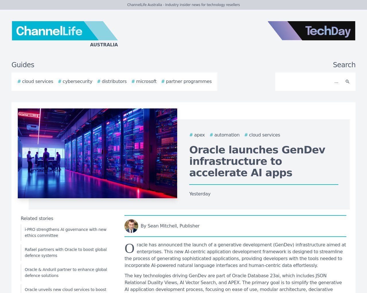 managetech_inc's tweet card. Oracleが企業向けに新しいジェネレーティブ開発（GenDev）インフラを発表 GenDevはAI中心のアプ