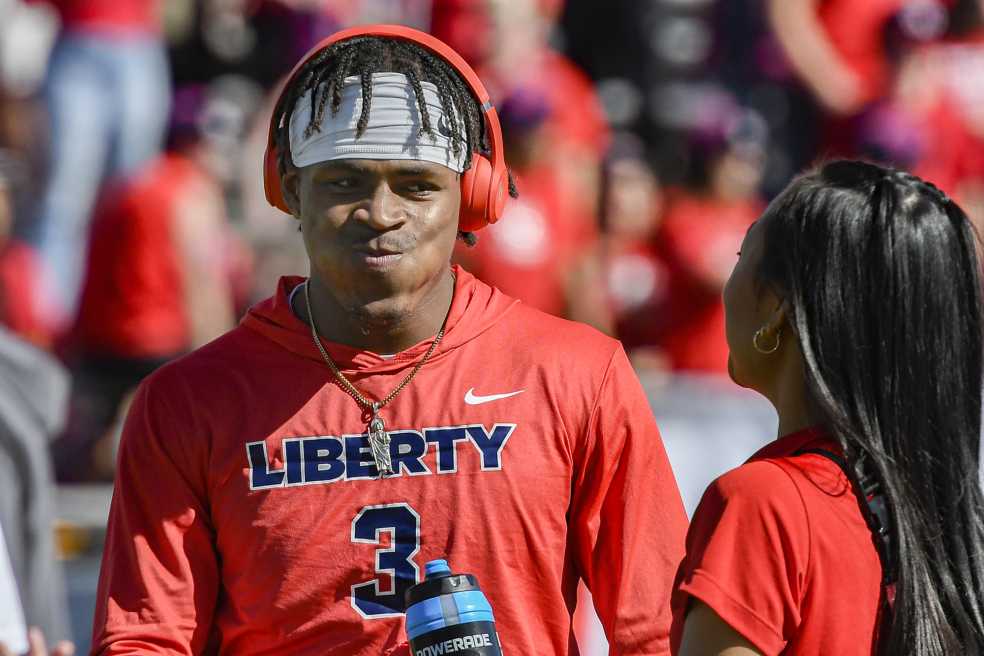 ASeaofRed's tweet card. Here’s how former Liberty players fared this past week in the NFL. WR DEMARIO DOUGLAS This week: New England 25, New Orleans 19 Demario had 3 catches for 71 yards, including a 53 yard touchdown cat…