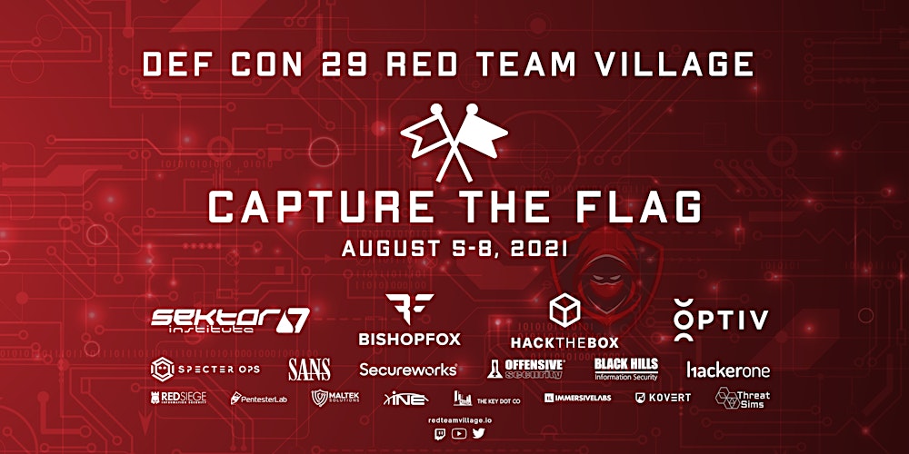 pwnEIP's tweet card. The Red Team Village Capture the Flag at DEF CON 29 is going to be an epic event! Come join the carnage Aug 6th-8th!