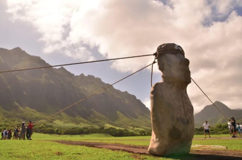 ExplorersWeb's tweet card. For decades, the colossal human figures on Easter Island have led us all to wonder: How did the Rapa Nui people move these 80-tonne statues into position?