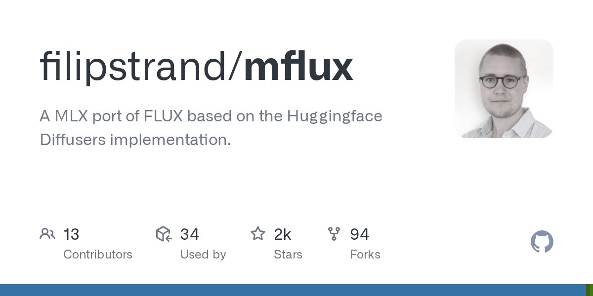 filipstrand's tweet card. A MLX port of FLUX based on the Huggingface Diffusers implementation. - filipstrand/mflux